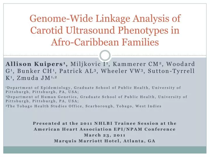 genome wide linkage analysis of carotid ultrasound phenotypes in afro caribbean families