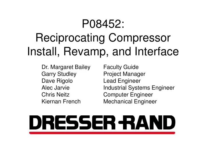 p08452 reciprocating compressor install revamp and interface
