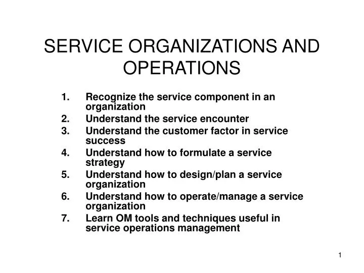 service organizations and operations