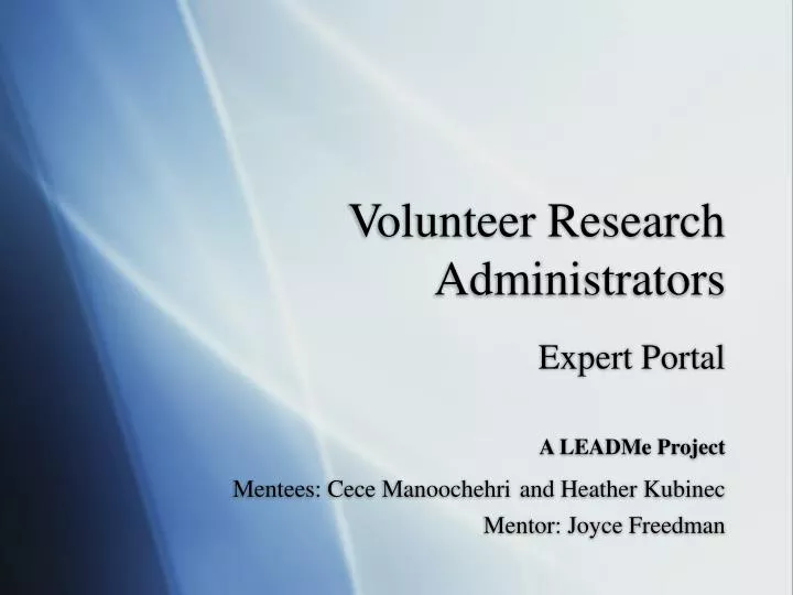 volunteer research administrators