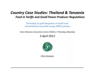 Country Case Studies: Thailand &amp; Tanzania Feed-in Tariffs and Small Power Producer Regulations