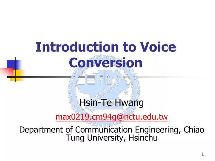 introduction to voice conversion