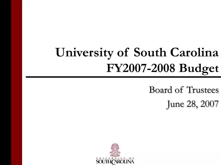 university of south carolina fy2007 2008 budget