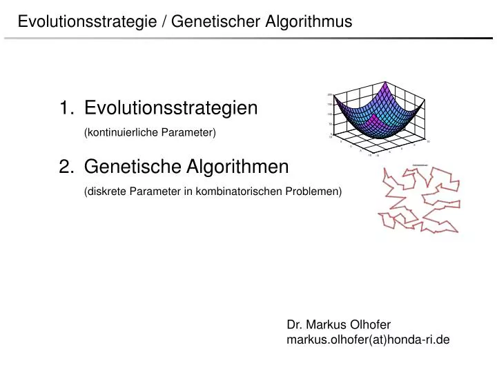 evolutionsstrategie genetischer algorithmus