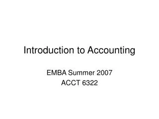 Introduction to Accounting