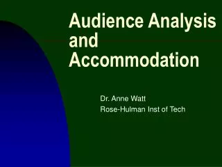 Audience Analysis and Accommodation