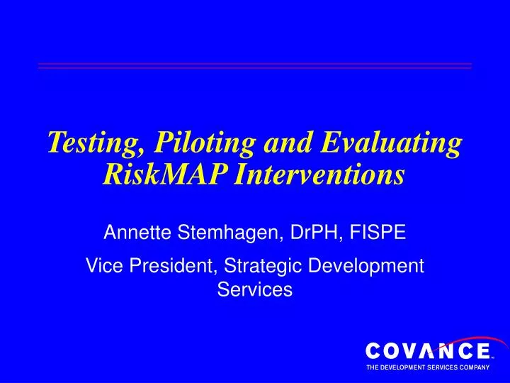 testing piloting and evaluating riskmap interventions