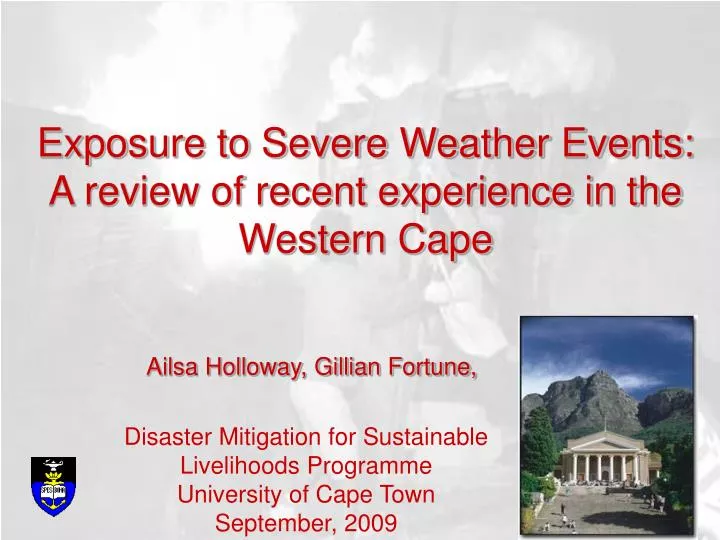 exposure to severe weather events a review of recent experience in the western cape
