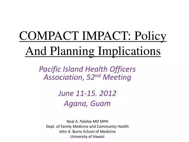 compact impact policy and planning implications