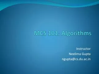 MCS 101: Algorithms