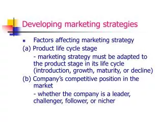 Developing marketing strategies