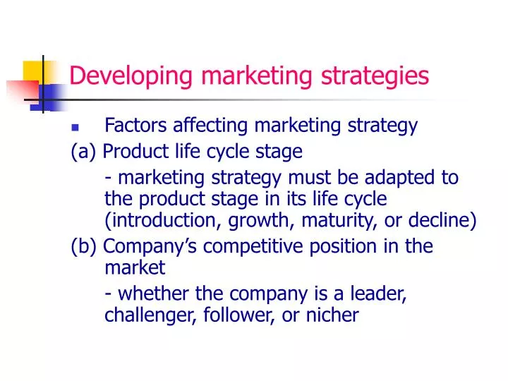 developing marketing strategies