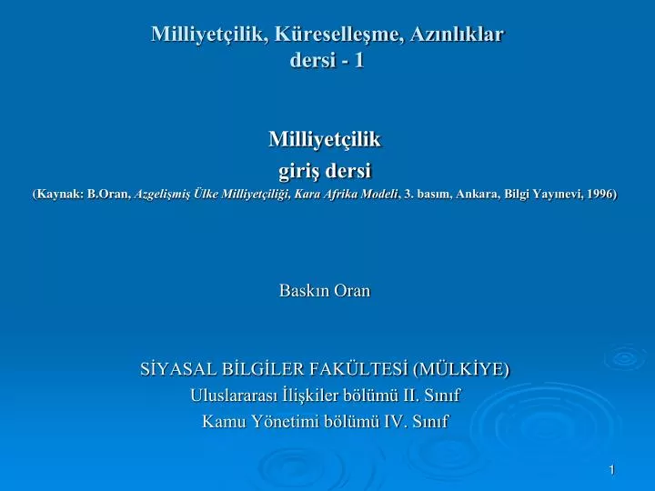 milliyet ilik k reselle me az nl klar dersi 1