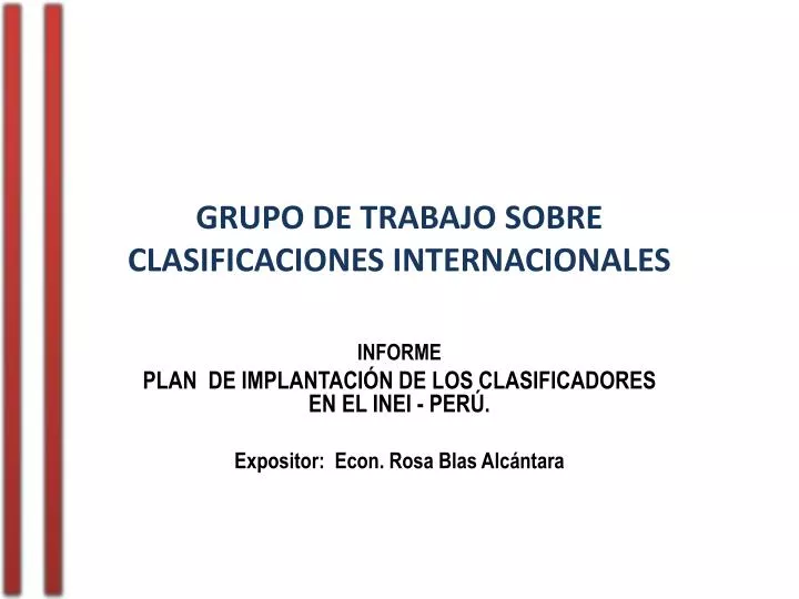 grupo de trabajo sobre clasificaciones internacionales