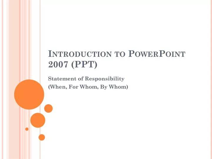 introduction to powerpoint 2007 ppt