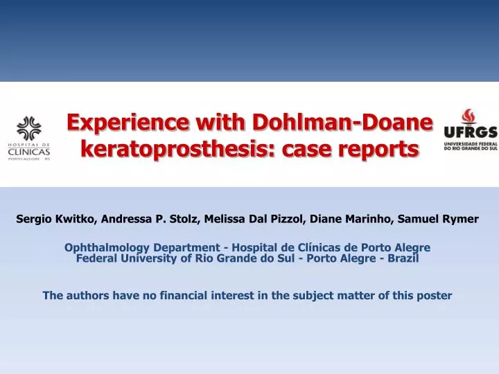 experience with dohlman doane keratoprosthesis case reports