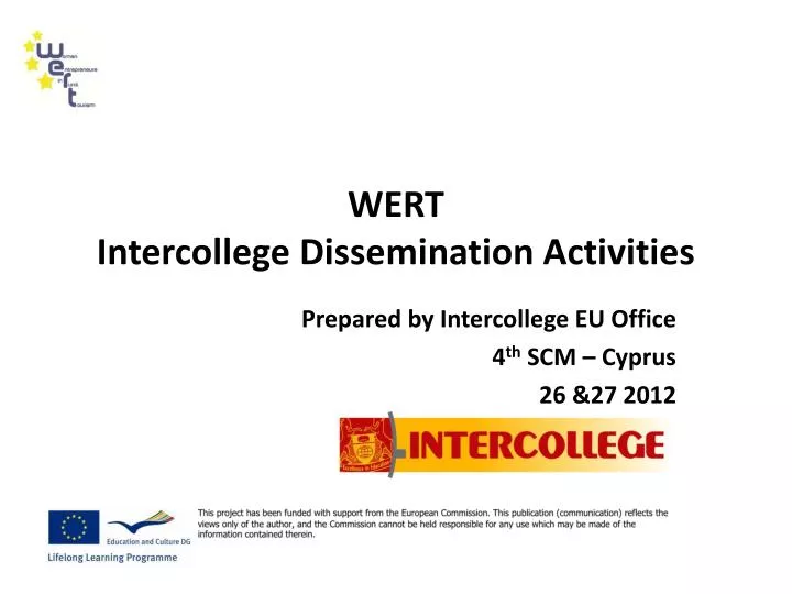 wert intercollege dissemination activities