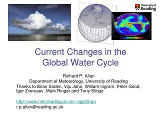 Current Changes in the Global Water Cycle