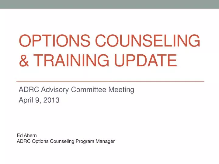 options counseling training update
