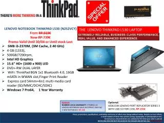 LENOVO NOTEBOOK THINKPAD L53 0 (N2S2VCY) From R P:919€ Now RP:739€