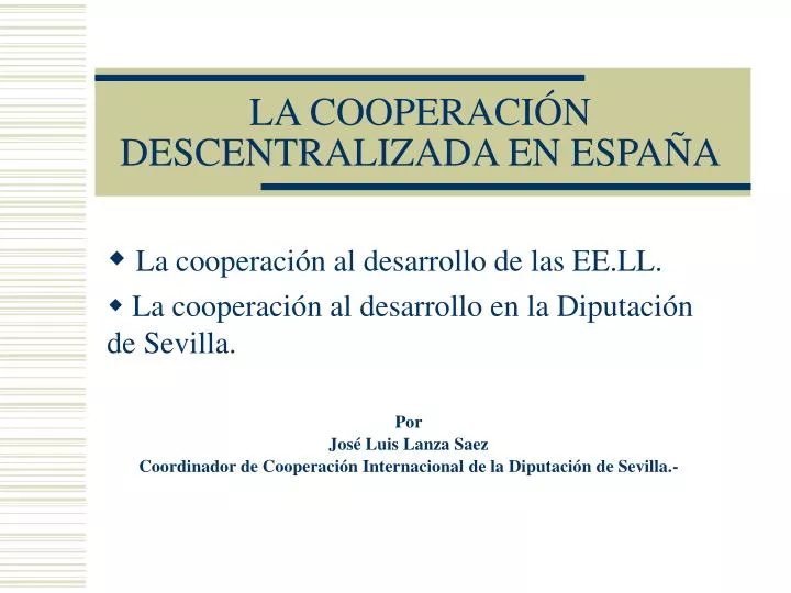 la cooperaci n descentralizada en espa a