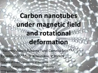 Carbon nanotubes under magnetic field and rotational deformation