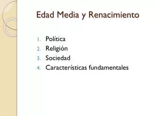 edad media y renacimiento