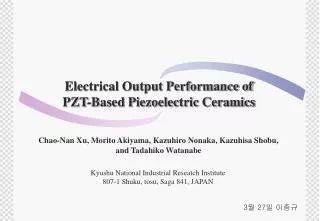 Electrical Output Performance of PZT-Based Piezoelectric Ceramics