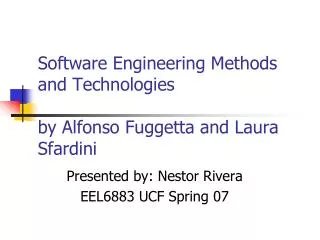 Software Engineering Methods and Technologies by Alfonso Fuggetta and Laura Sfardini