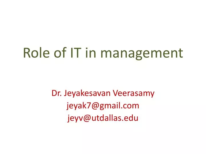 role of it in management