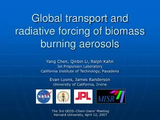 Global transport and radiative forcing of biomass burning aerosols