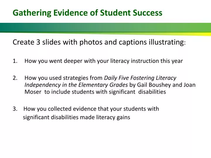 gathering evidence of student success