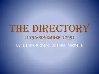 The Directory (1795-November 1799)