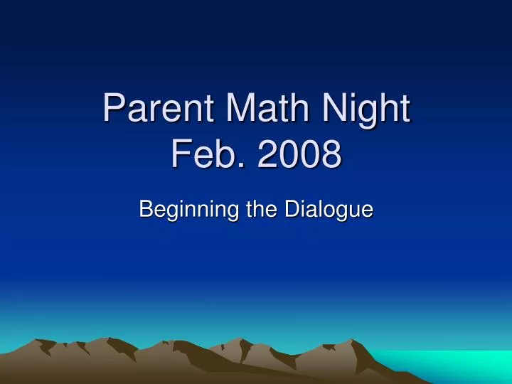 parent math night feb 2008