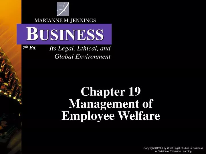 chapter 19 management of employee welfare