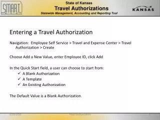 State of Kansas Travel Authorizations