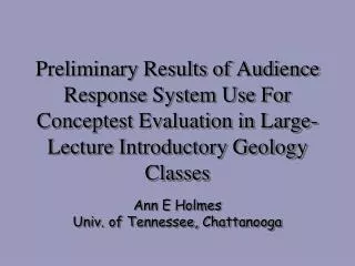 Ann E Holmes Univ. of Tennessee, Chattanooga