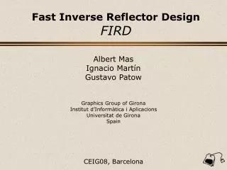 Fast Inverse Reflector Design FIRD