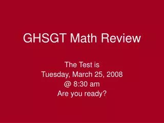 GHSGT Math Review