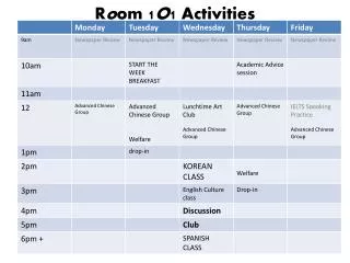 r o om 1 o 1 activities