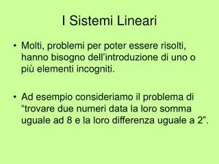 i sistemi lineari