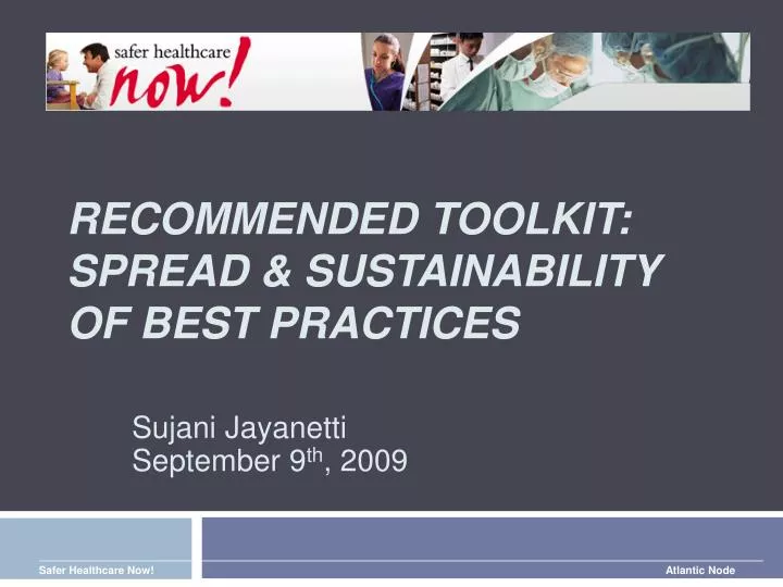 recommended toolkit spread sustainability of best practices