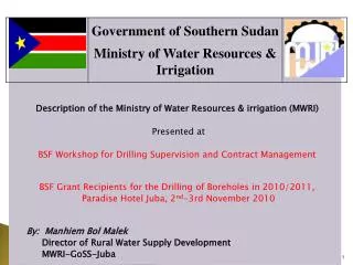 Description of the Ministry of Water Resources &amp; irrigation (MWRI) Presented at