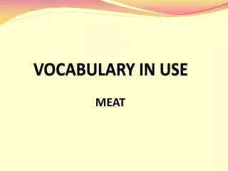 VOCABULARY IN USE