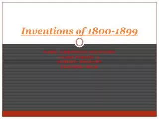 Inventions of 1800-1899