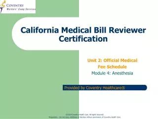 California Medical Bill Reviewer Certification