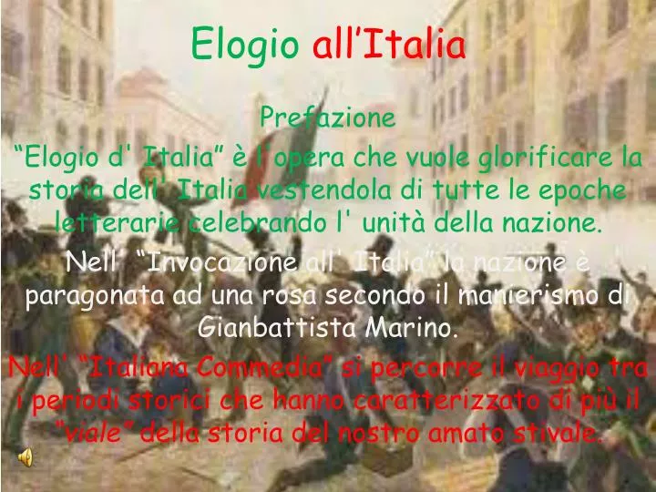 elogio all italia