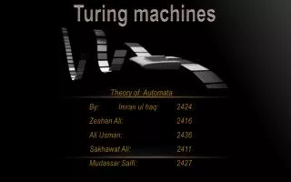 Theory of Automata By:	Imran ul haq :	2424 Zeshan Ali:		2416 Ali Usman :		2436