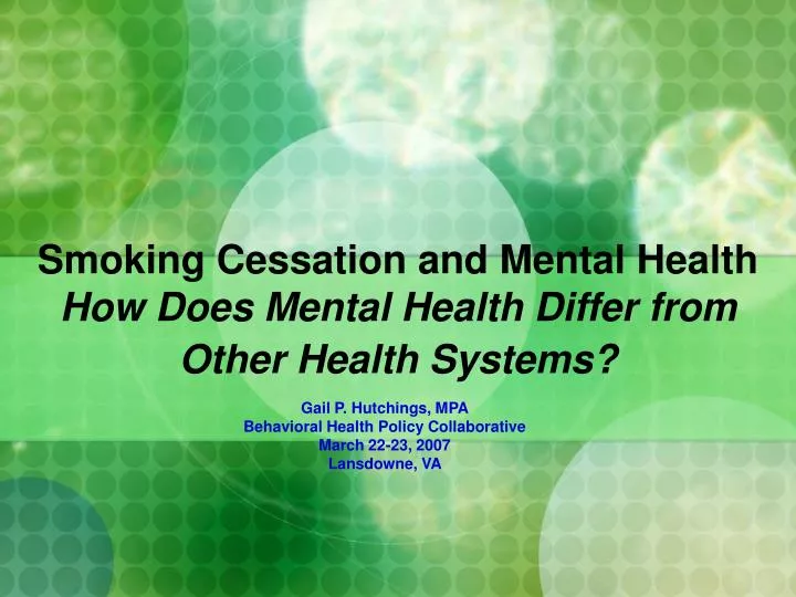 smoking cessation and mental health how does mental health differ from other health systems