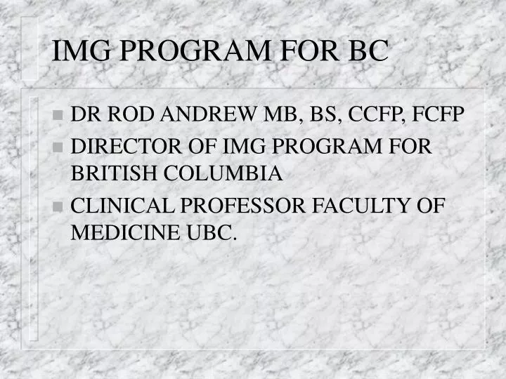 img program for bc